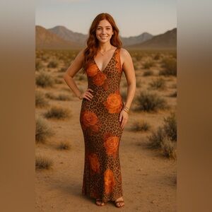 Windsor Wild Bloom Mesh Maxi Dress – Size M